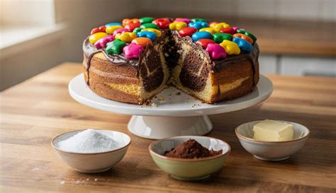 Gâteau marbré aux couleurs vives