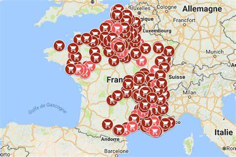 Carte des boutiques Roland Réauté en France