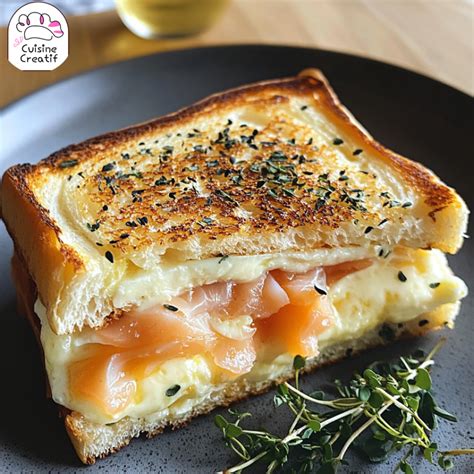 Composition d'un croque-monsieur au saumon fumé