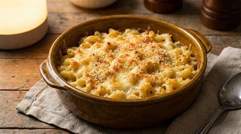 Gratin de macaroni classique prêt à sortir du four