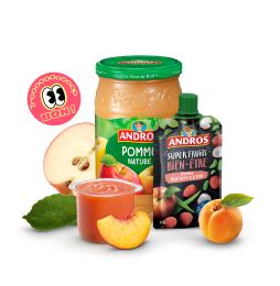 Produits de la marque Andros : compotes et desserts fruités