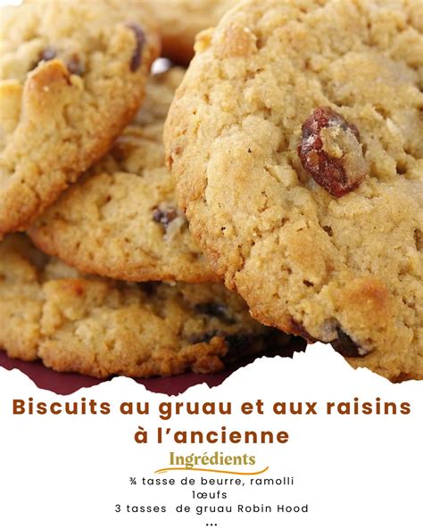 Gros plan sur des biscuits au gruau et aux raisins faits maison