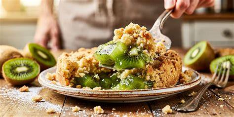 Illustration d’un crumble doré et fondant avec fond croustillant