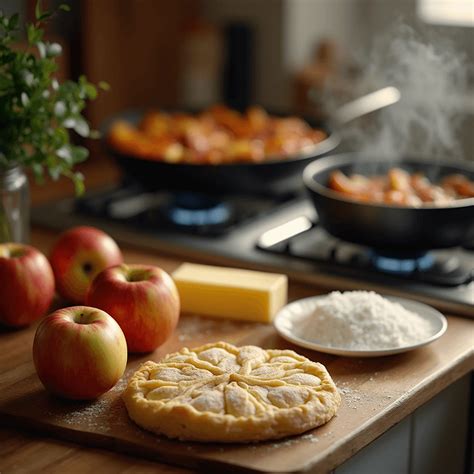 Ingrédients frais pour une tarte Tatin