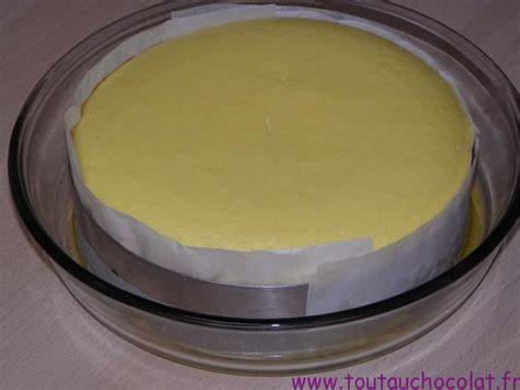 Schéma: montage et cuisson d'un cheesecake au chocolat blanc