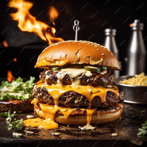 Schéma de montage typique d’un smash burger avec fromage fondant et garnitures.