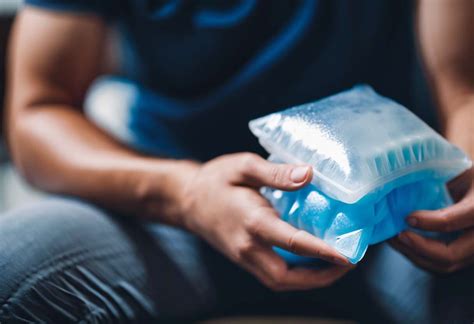 Une main tenant une poche de glace sur une plaque de cuisson