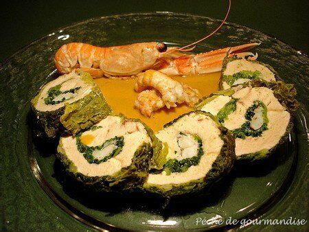 Langoustines et chou vert préparés
