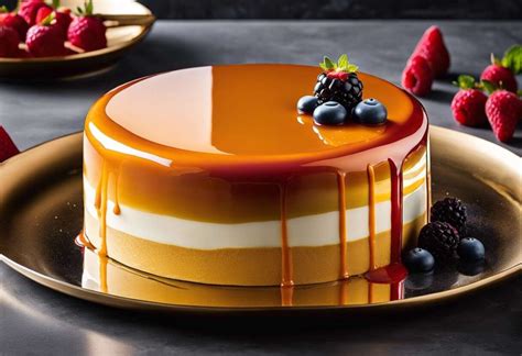 Vue rapprochée d'un entremet au glaçage miroir parfait