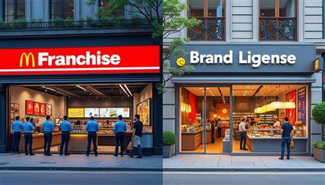 illustration et comparaison franchise concession de marque