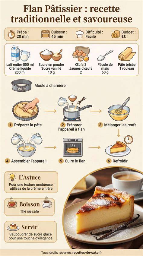 Infographie sur les étapes du flan pâtissier