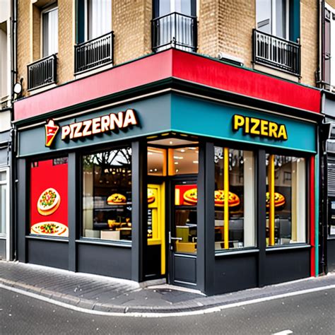 Façade d'une pizzeria avec un logo attrayant