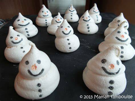 illustration bonhommes de neige en meringue coco