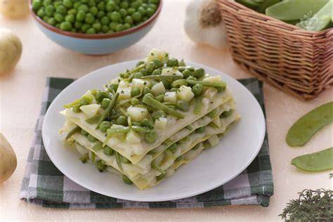 Lasagnes plats utlisés haricots verts