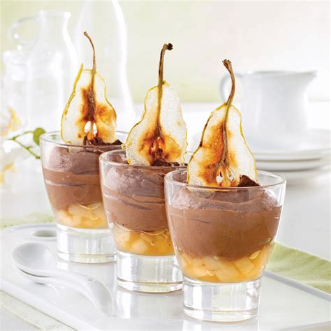Verrines de mousse poire chocolat