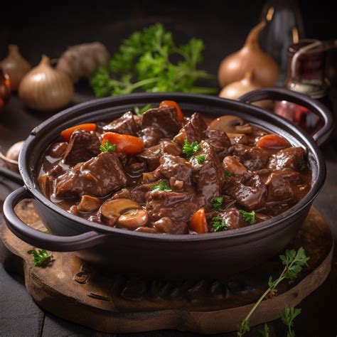 Bœuf bourguignon dans une cocotte Le Creuset