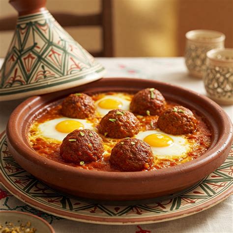 Plat de tajine kefta aux œufs