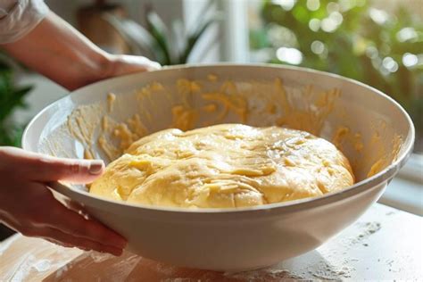 Pâte à brioche en train de lever dans un bol