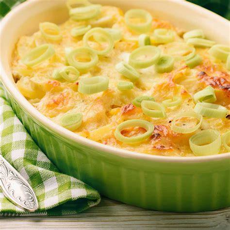 illustration de plat gratin pâtes poireaux