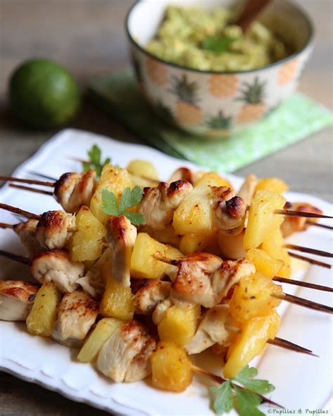 Brochettes de poulet et ananas