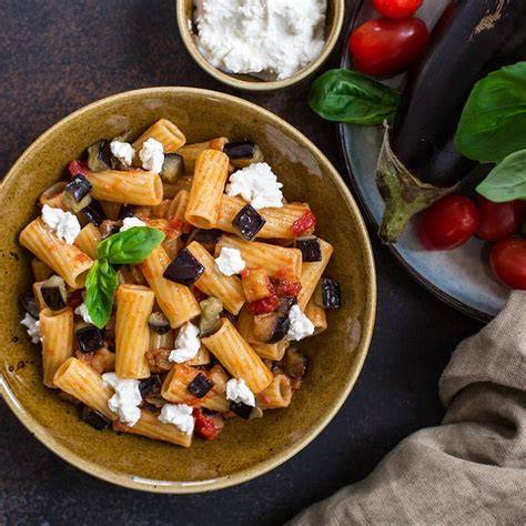 image aubergines et pâtes siciliennes