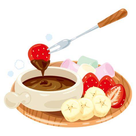 illustration servies fondue chocolat fruits