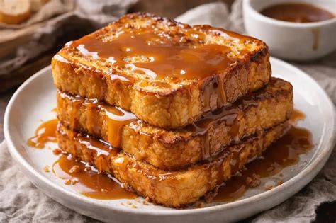 Pain perdu brioche ambrée et caramel