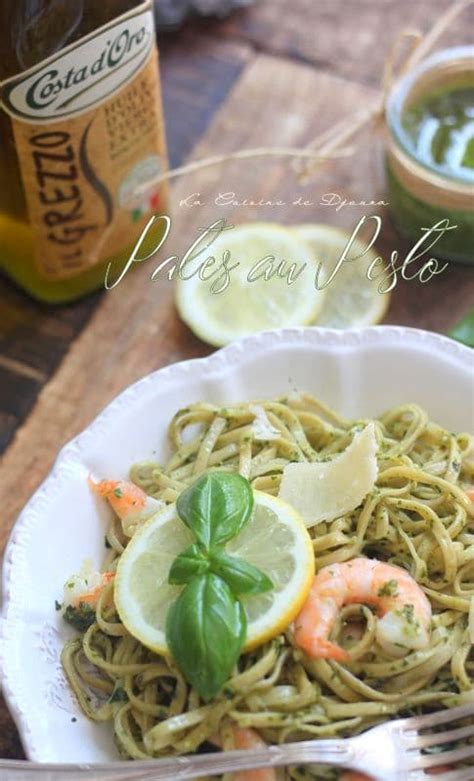 pesto maison et gambas présentation