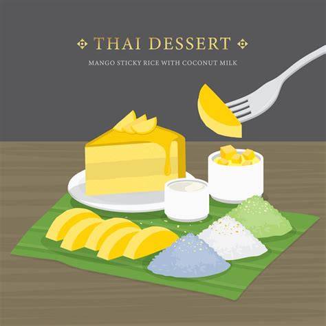 illustration dessert riz coco mangue