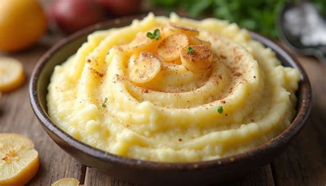 Mélange de purée de pommes de terre avec du beurre et des jaunes d'œufs