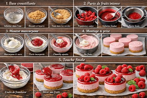 Schéma étape par étape bavarois framboise