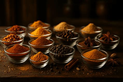 Assortiment d'épices asiatiques et d'ingrédients pour sauce