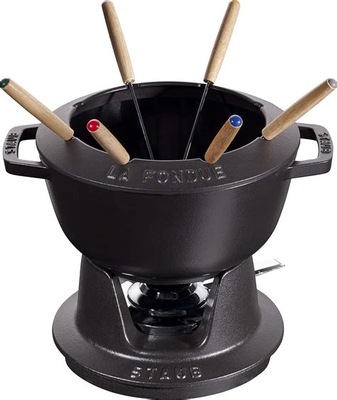 Ensemble complet de set à fondue Staub avec caquelon, brûleur et fourchettes