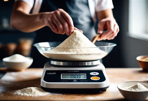 Une balance de cuisine avec des ingrédients pour la pâtisserie disposés autour