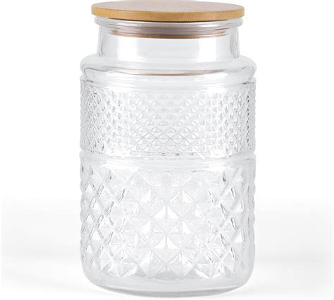 Grand bocal en verre transparent avec couvercle argenté