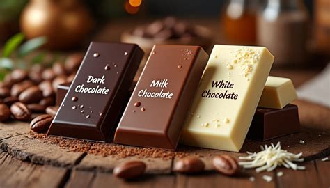 Tableau de chocolat noir, lait et blanc
