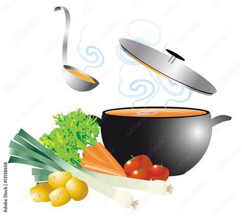 Marmite de soupe fumante