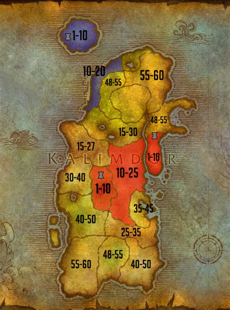 Carte des zones de quêtes de Voleur dans WoW Classic