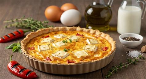Infographie: étapes et ingrédients de la Quiche au chèvre avec crème épaisse
