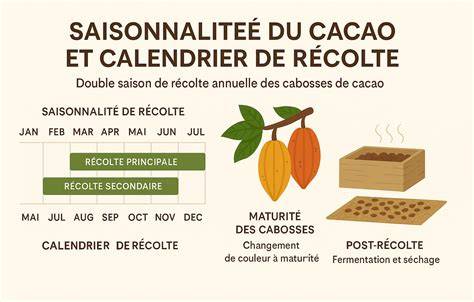 Infographie: parcours du cacao des cabosses enchantées jusqu'aux bonbons finis