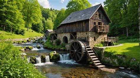 Représentation d'un moulin à eau antique