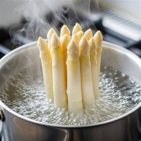 Schéma étape par étape: préparer et cuire des asperges blanches