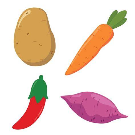 illustration assiettes patates douces et légumes