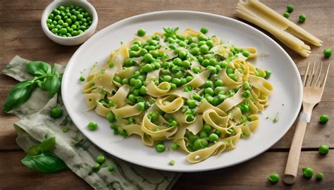 Assiette de pâtes aux petits pois et jambon