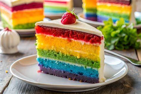 illustration rainbow cake layers and frosting