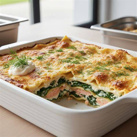 illustration lasagnes saumon crème