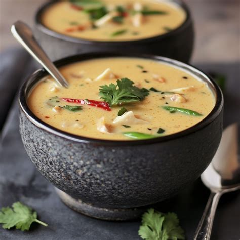 Bol de soupe crémeuse au lait de coco et curcuma