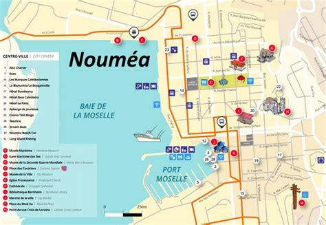 Carte de Nouméa avec des points indiquant les principaux lieux de vote