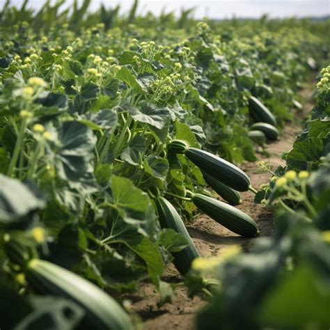 Champ de courgettes au soleil