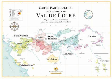 Carte des régions de Loire et vignobles muscadet